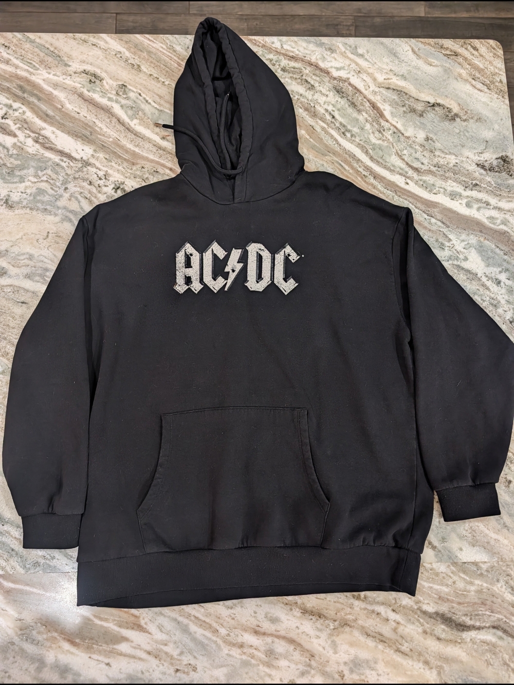 AC/DC Black Pullover Hoodie with White Logo